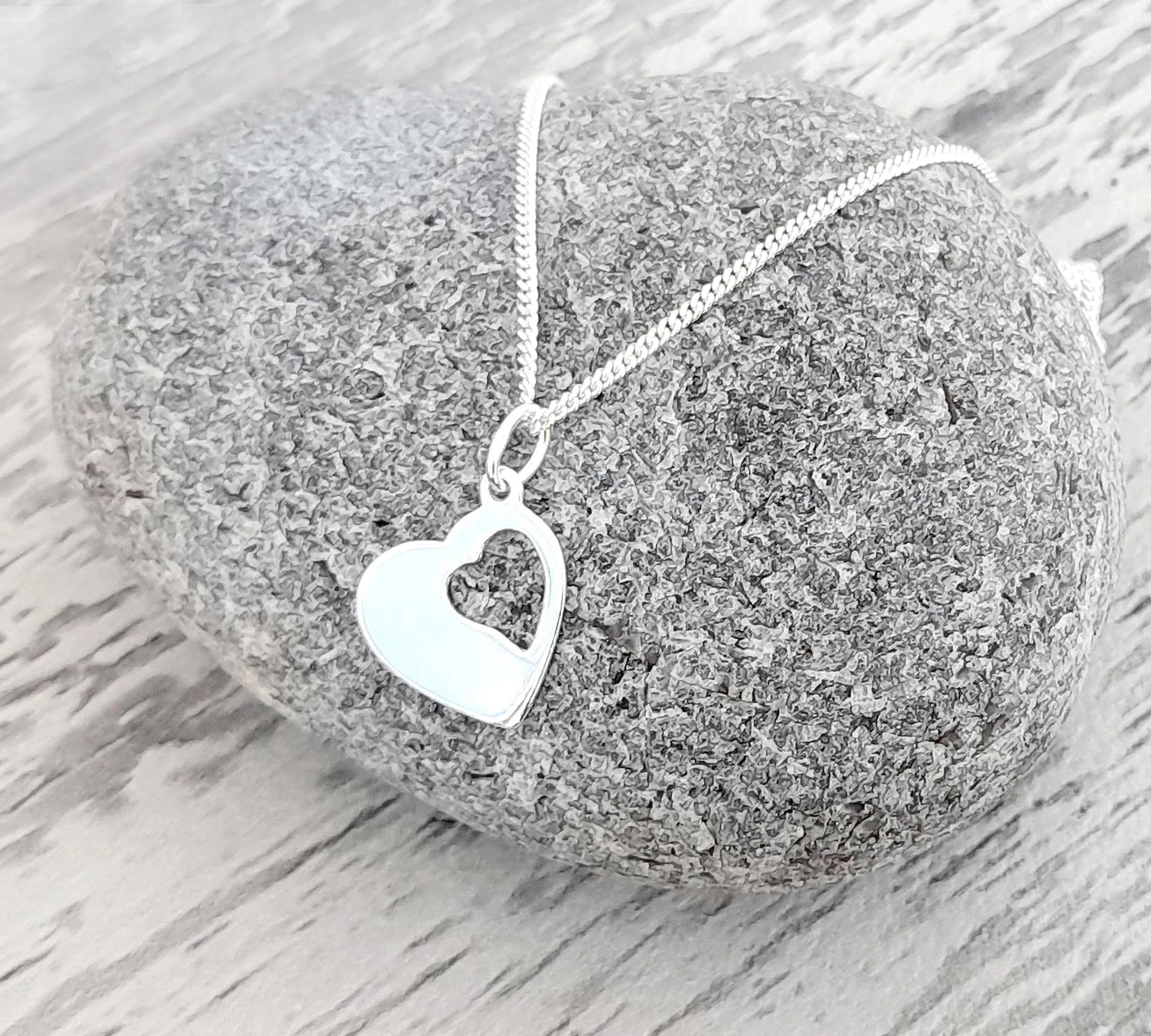 Goddaughter Cut Out Heart Necklace in Sterling Silver 925 - Personalised Jewellery Gift
