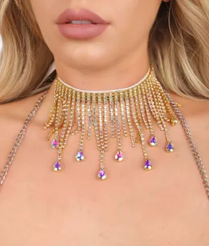 Gold AB Rhinestone Necklace
