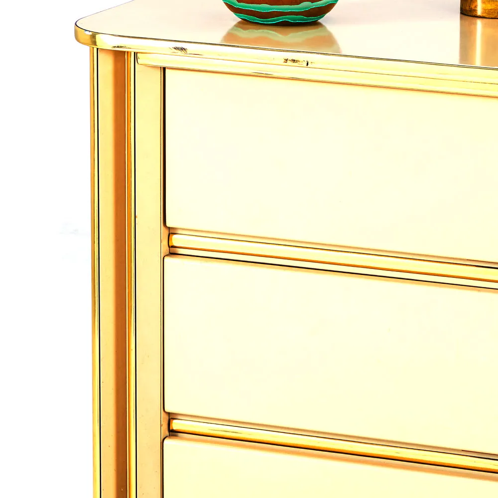 Gold & Cream Lacquer Vanity Dresser and Mirror