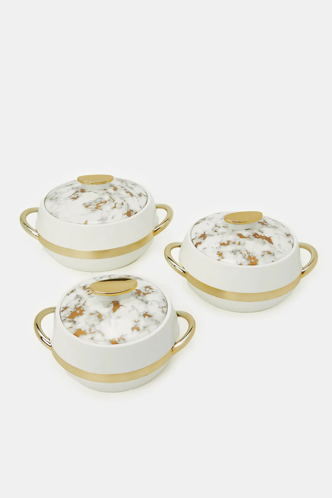 Gold Marble Print Casseroles (3 Piece)