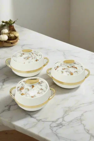 Gold Marble Print Casseroles (3 Piece)