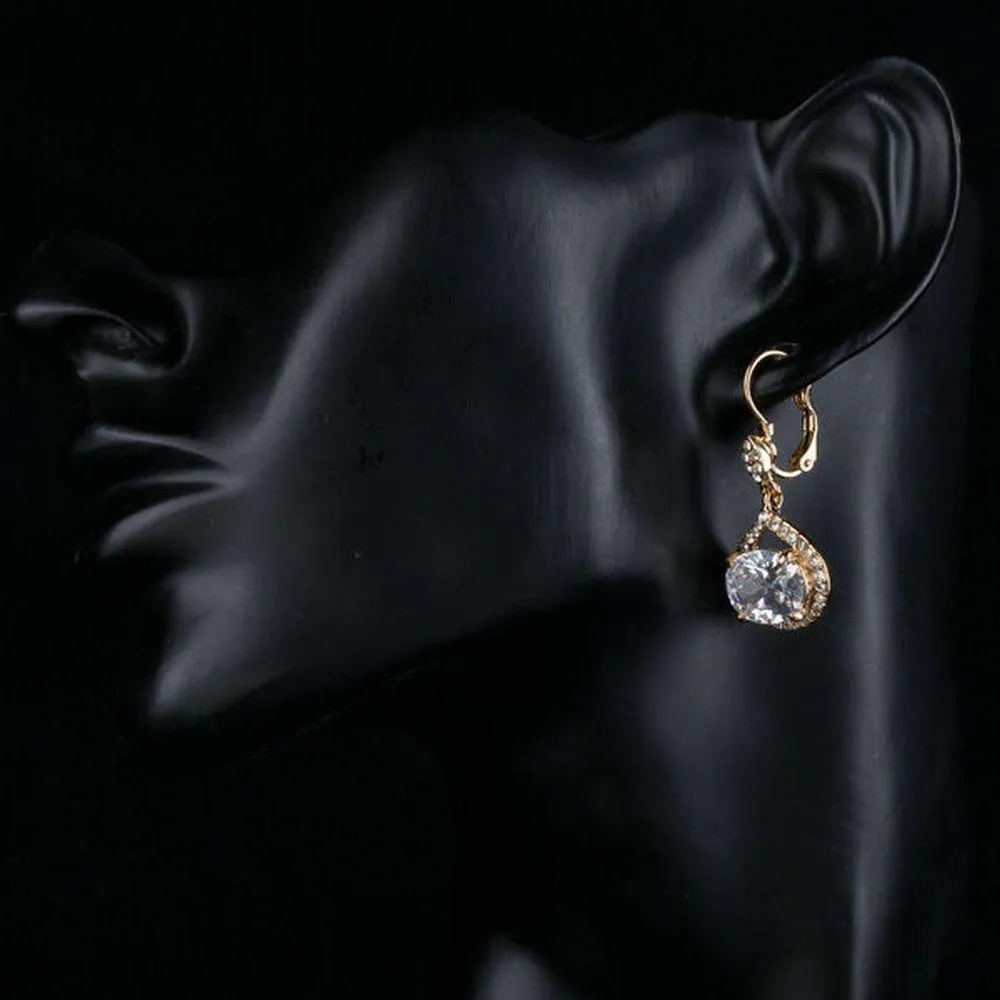 Gold Plated Cubic Zirconia Love Drop Earrings