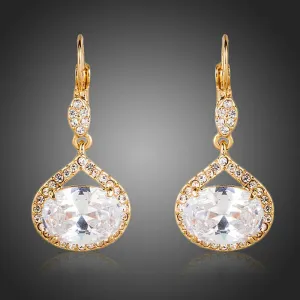 Gold Plated Cubic Zirconia Love Drop Earrings