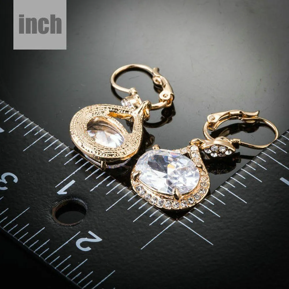 Gold Plated Cubic Zirconia Love Drop Earrings