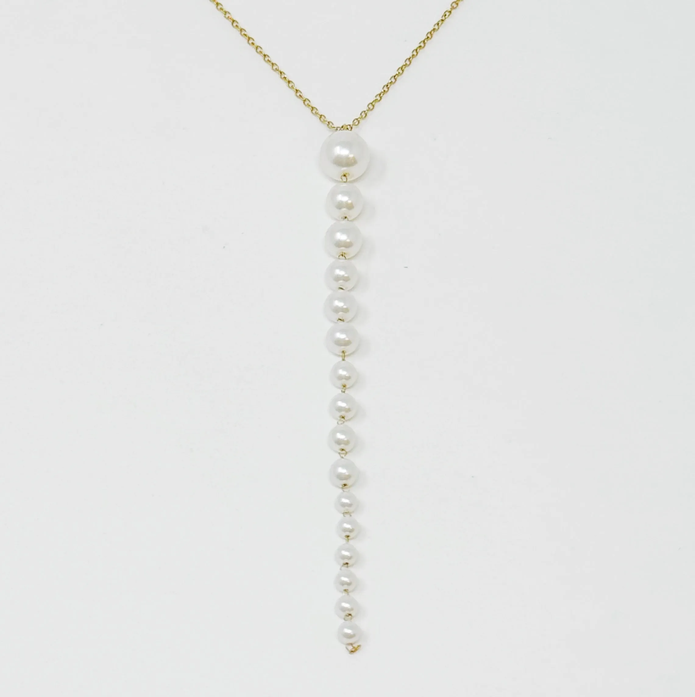 Gradiant Long Pearl Drop Necklace
