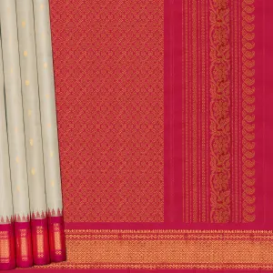 Handwoven Ivory with Pink Gadwal Silk Saree - 2023T008774DSC