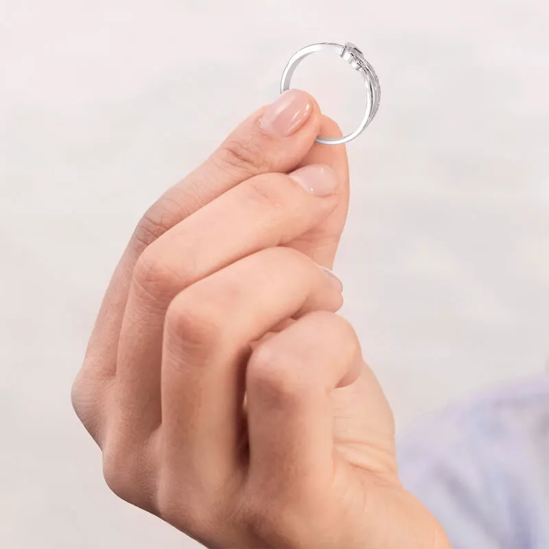 Hollow Heart Silver Ring for Women