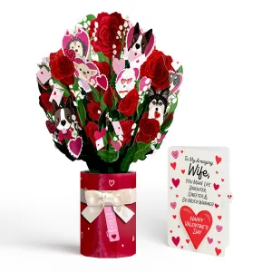 I Woof You Dog Valentine Bouquet and Sentiment Set for Wife
