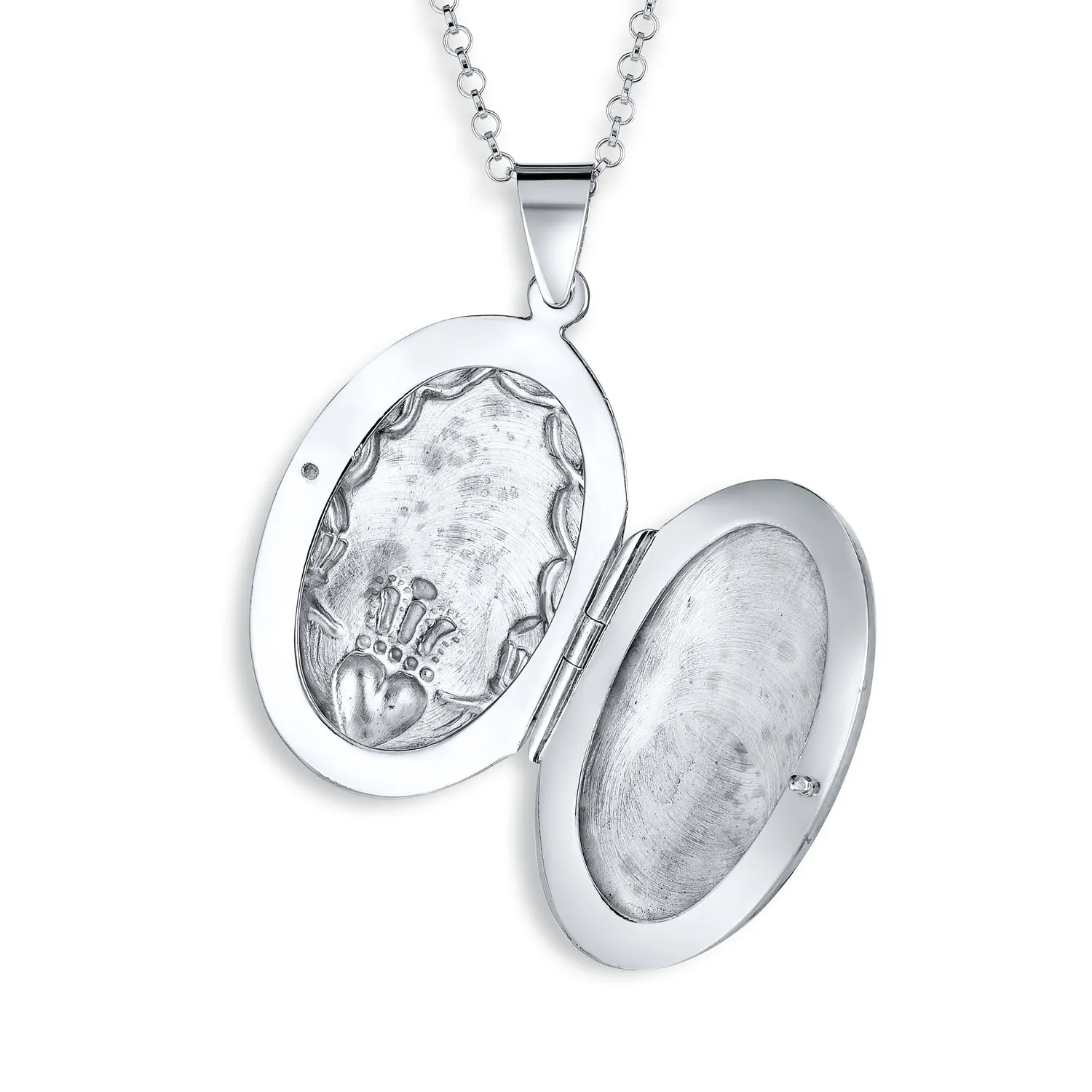 Irish Celtic Claddagh Locket Necklace for Teens Sterling Silver Photo Holder