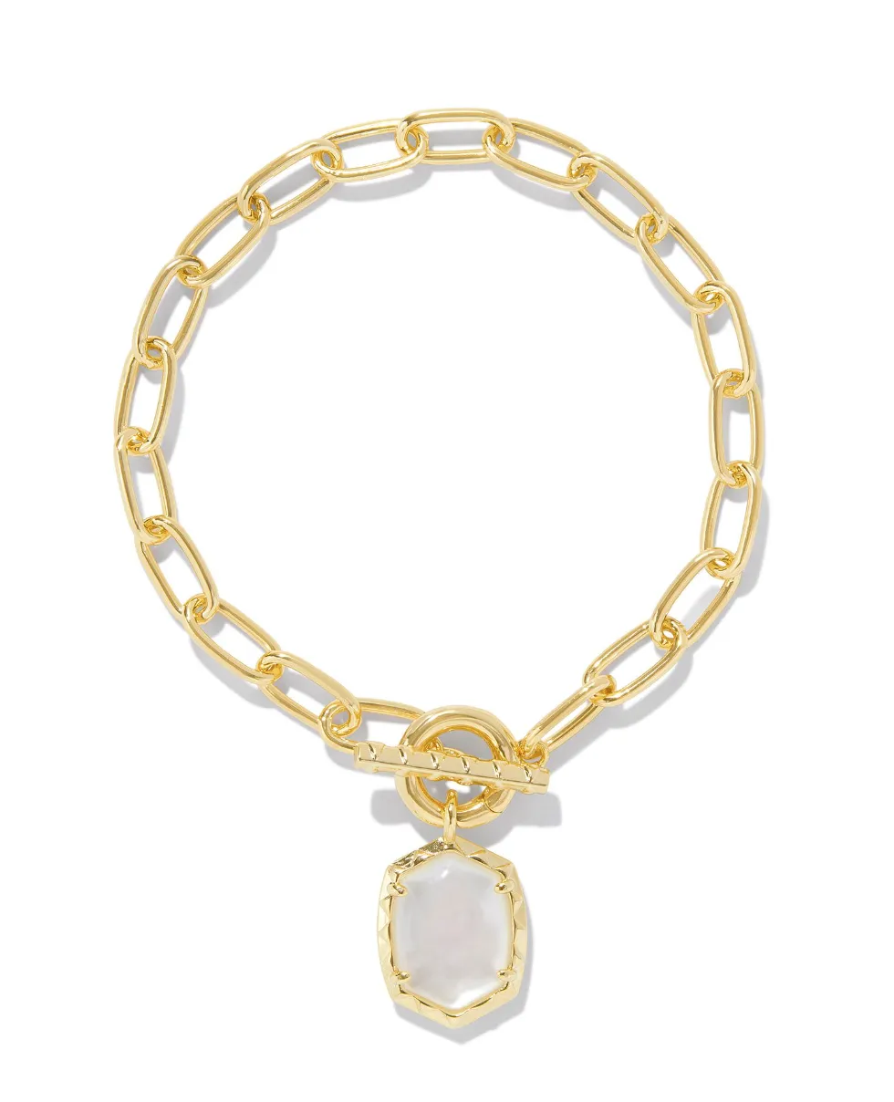 Kendra Scott Daphne Gold Link and Chain Bracelet Ivory Mother of Pearl