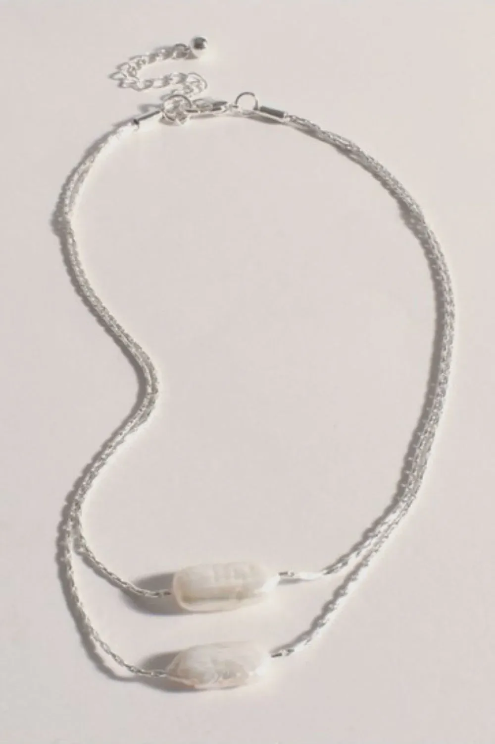 Layered Fine Pearl Necklace Silver/Cream