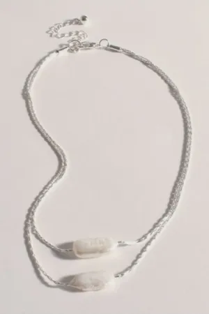 Layered Fine Pearl Necklace Silver/Cream