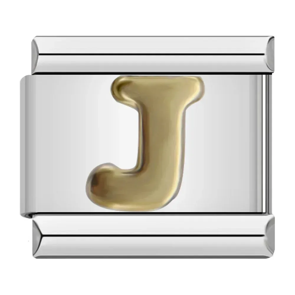Letter J Classic Link in Yellow Gold