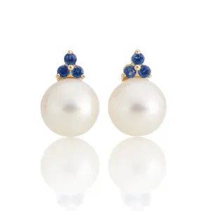 Madison Earrings in Pearls & Sapphires