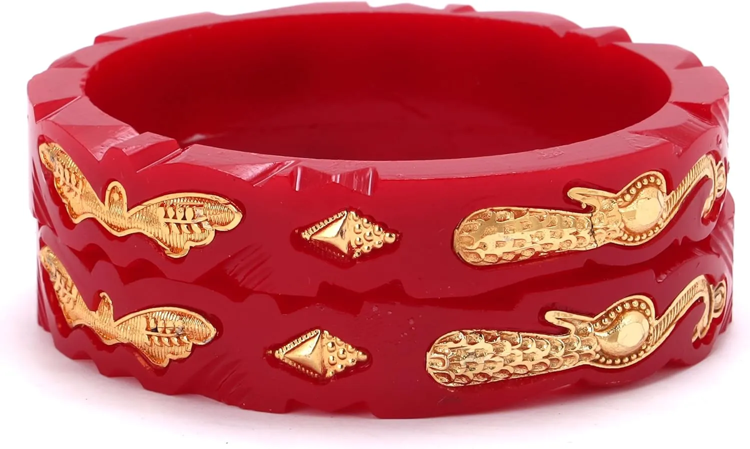 Meenakshi imitation Set of 2 Handmade Red Gold Plated Pola Butterfly Peacock Design Bangles Indian Gift For Her Bollywood Women Jewelry Bangle Bracelets Kangan
