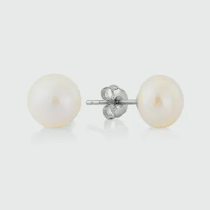 Molina White Freshwater Pearl & Silver Stud Earrings