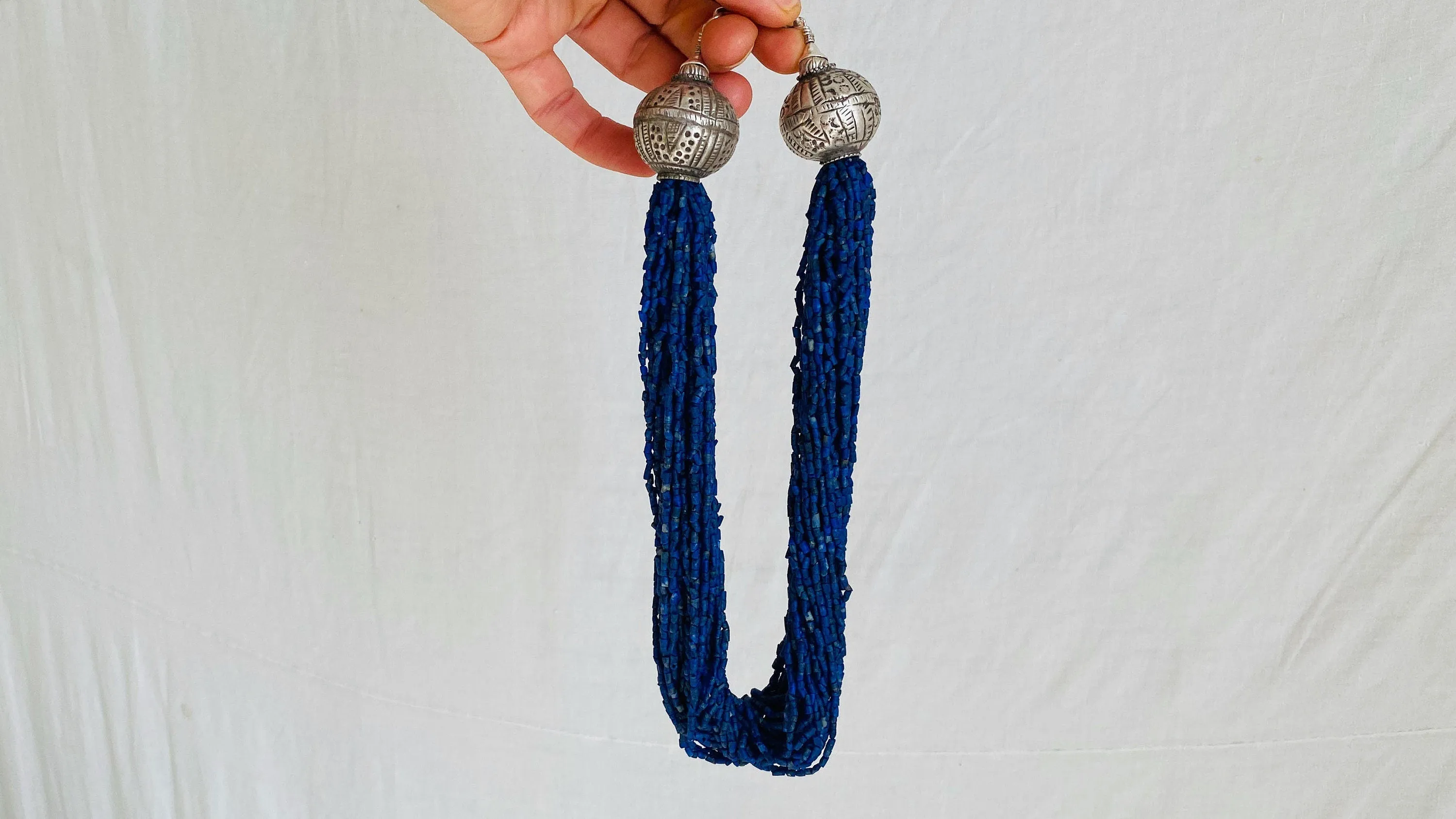 Multi-Strand Lapis Lazuli Necklace. Sterling Silver. 0757