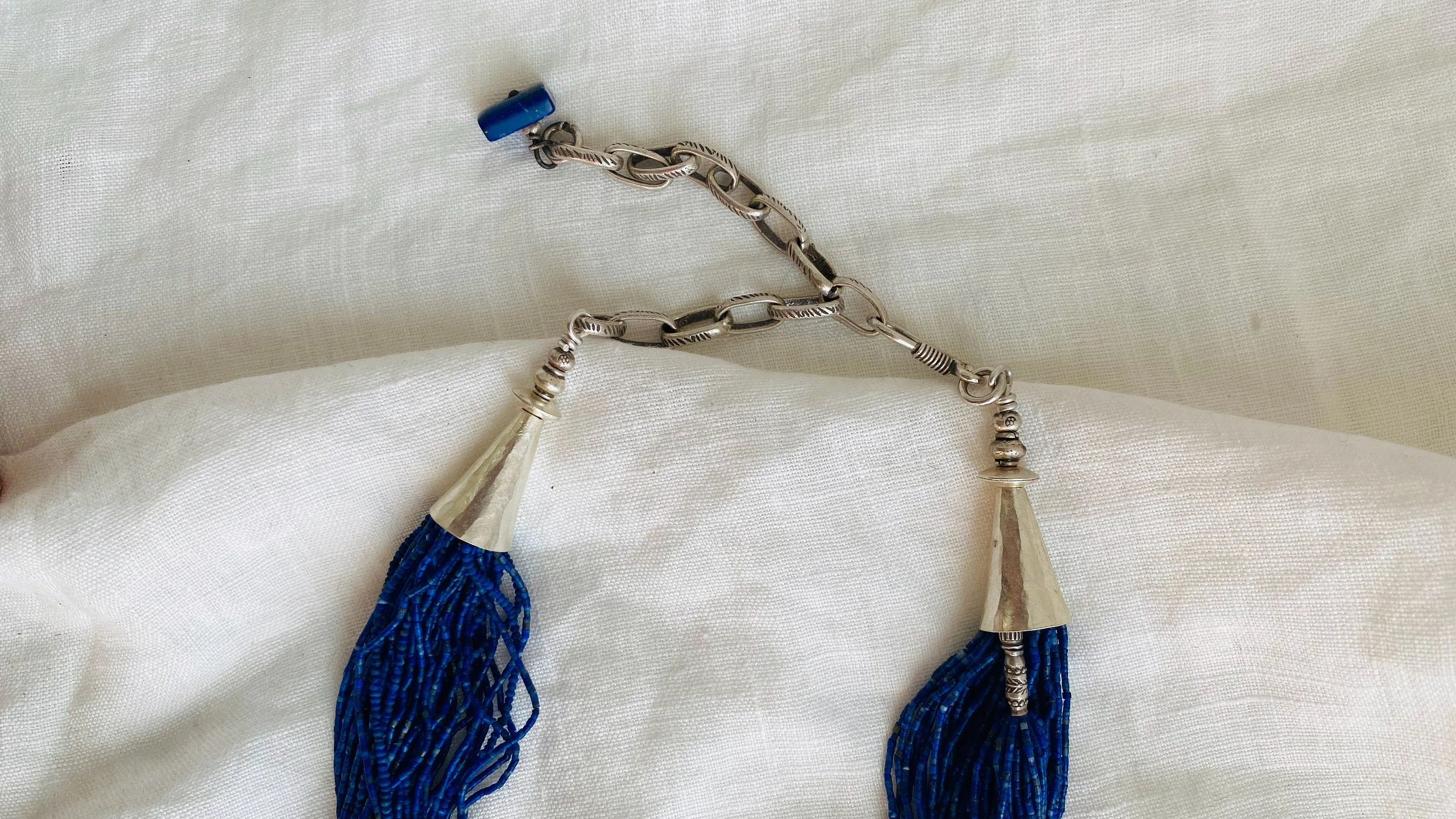 Multi-Strand Lapis Lazuli Necklace. Sterling Silver. 1229