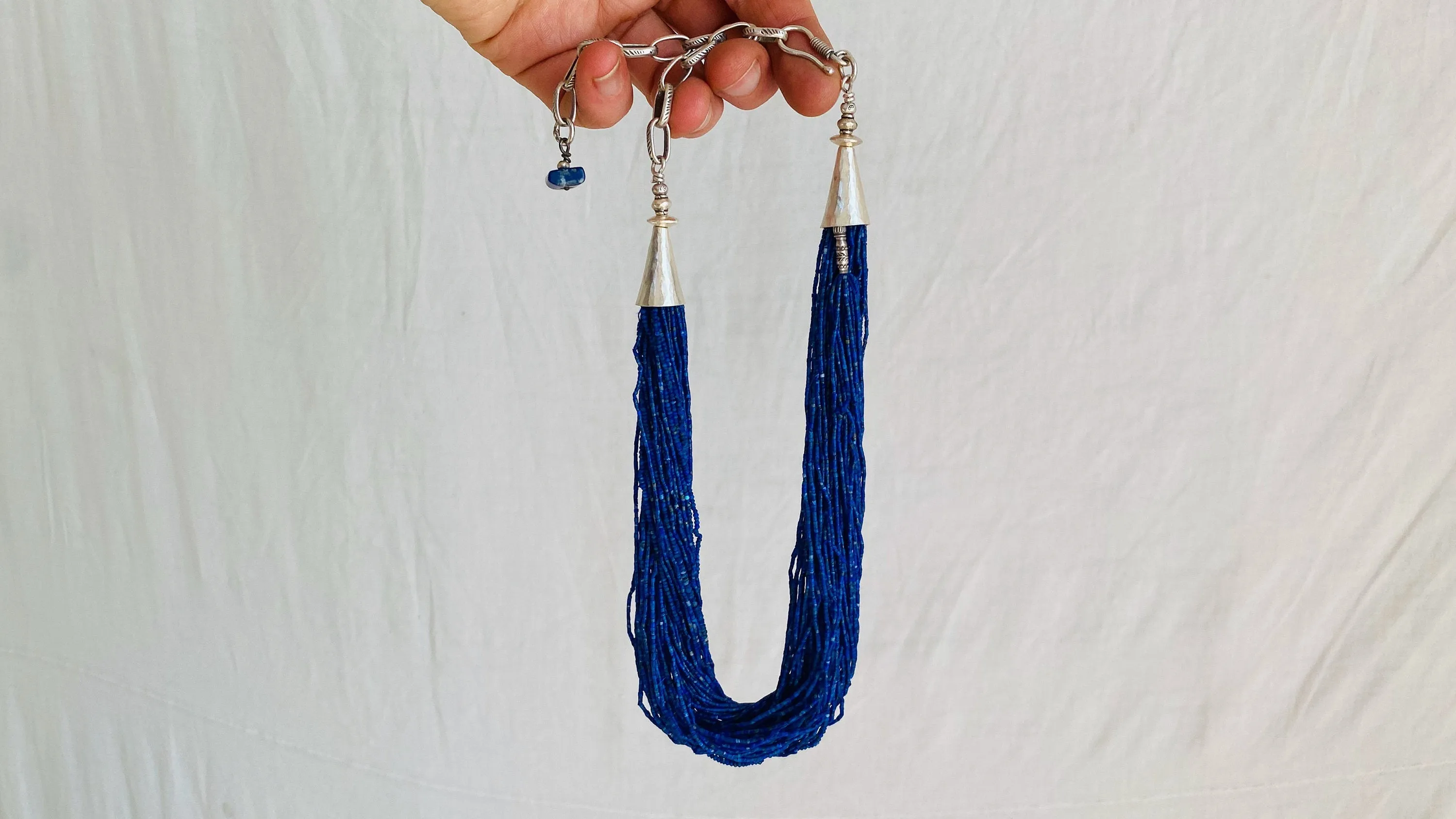 Multi-Strand Lapis Lazuli Necklace. Sterling Silver. 1229