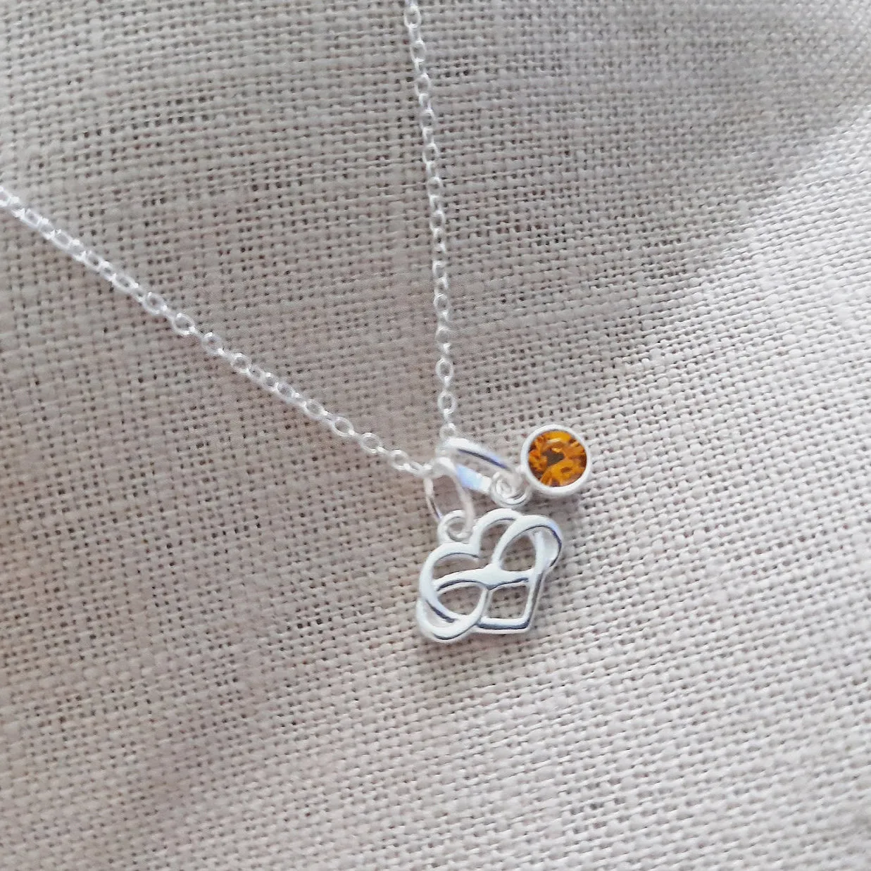 Mum Infinity Heart Necklace with Birthstone in Sterling Silver 925, Personalised Jewellery Gift