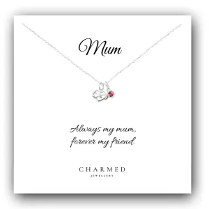 Mum Infinity Heart Necklace with Birthstone in Sterling Silver 925, Personalised Jewellery Gift