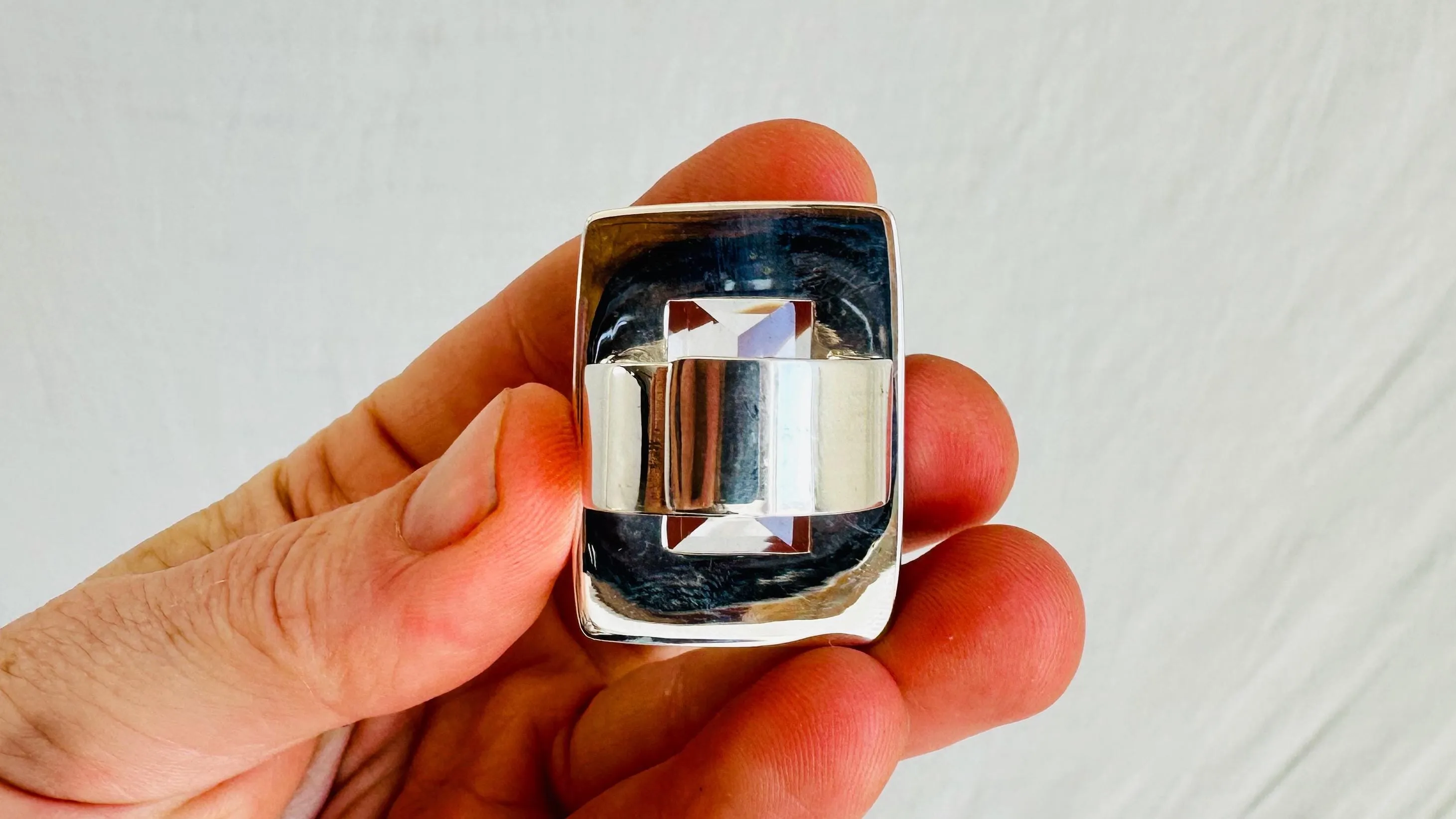 Natural Quartz Cocktail Ring. Gorgeous Oversized Sterling Silver Designer Jewelry. Handmade in Mexcio. 4187