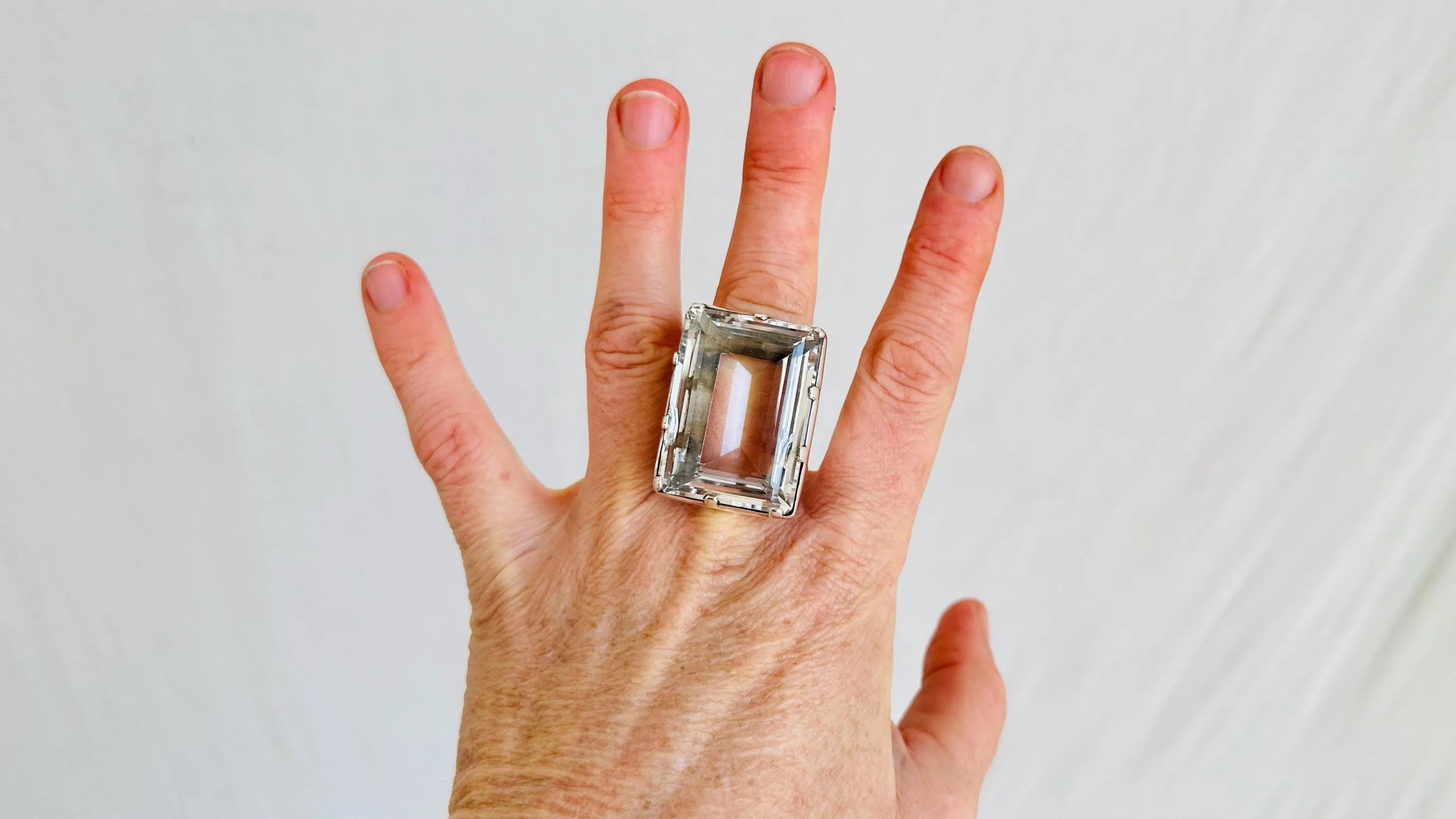 Natural Quartz Cocktail Ring. Gorgeous Oversized Sterling Silver Designer Jewelry. Handmade in Mexcio. 4187