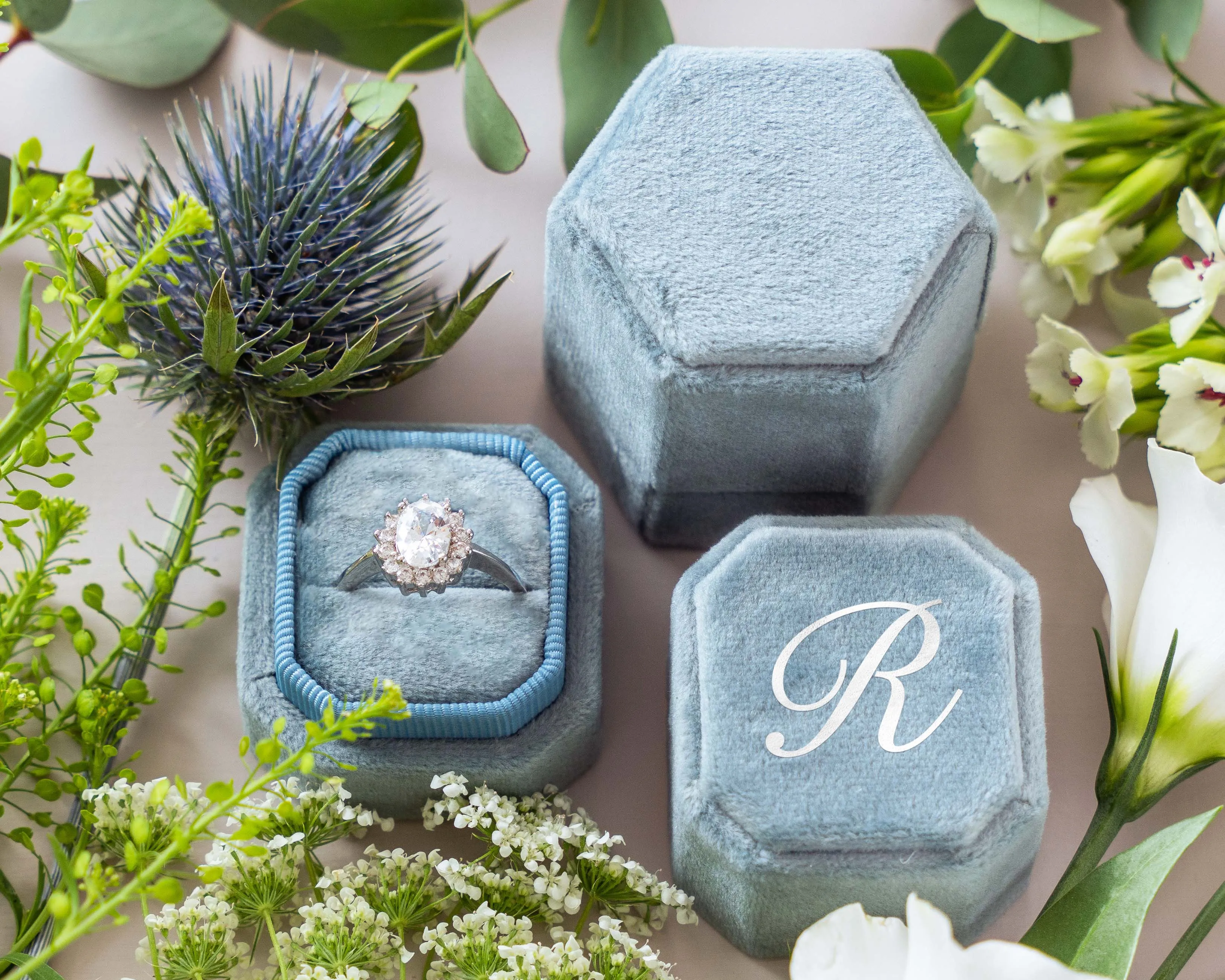 Octagon Velvet Ring Box