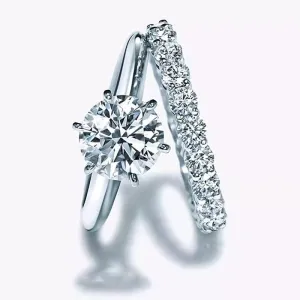 Original Six Prong Set Solitaire Diamond Simulation CZ Classic Silver Plated Engagement Ring