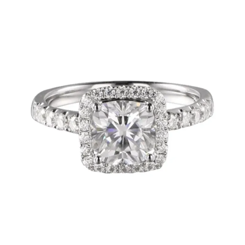 Original Six Prong Set Solitaire Diamond Simulation CZ Classic Silver Plated Engagement Ring