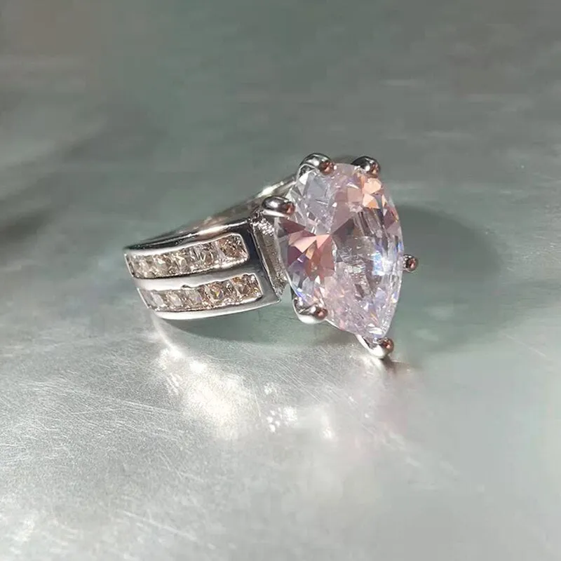 Original Six Prong Set Solitaire Diamond Simulation CZ Classic Silver Plated Engagement Ring