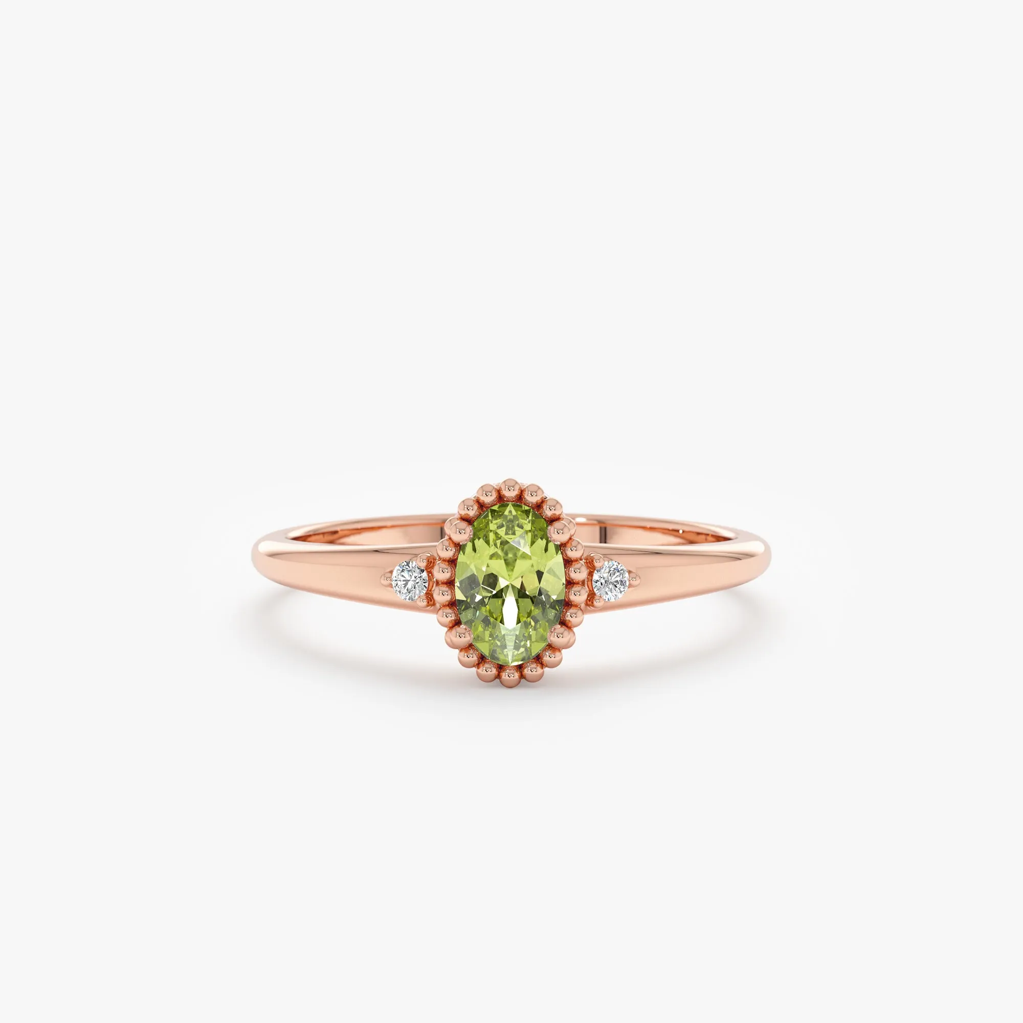 Oval Peridot Diamond Engagement Ring, Meadow