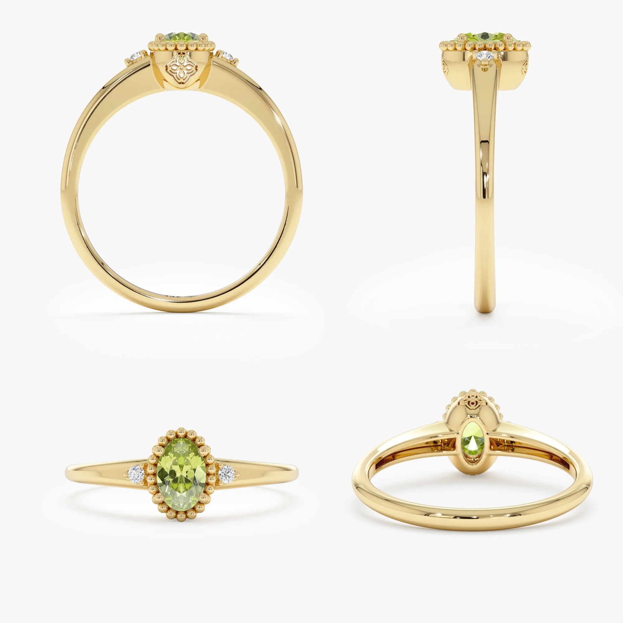 Oval Peridot Diamond Engagement Ring, Meadow