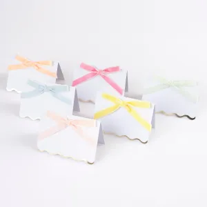 Pastel Velvet Bow Place Cards (x 6)