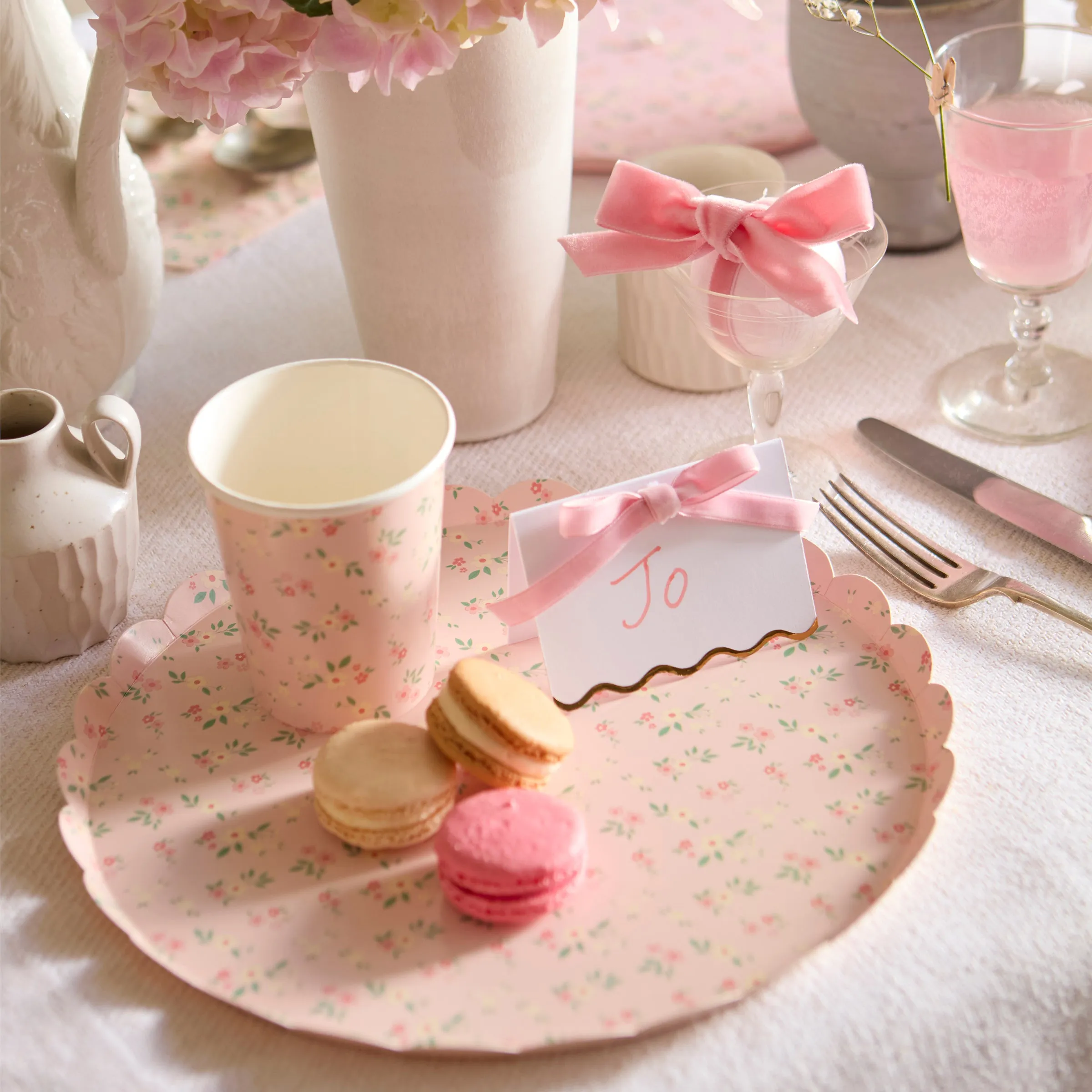 Pastel Velvet Bow Place Cards (x 6)