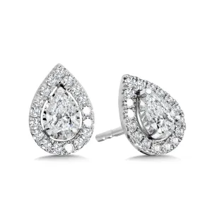 Pear-Cut, Diamond Star, Heavenly Halo Stud Earrings (1/2 ctw)