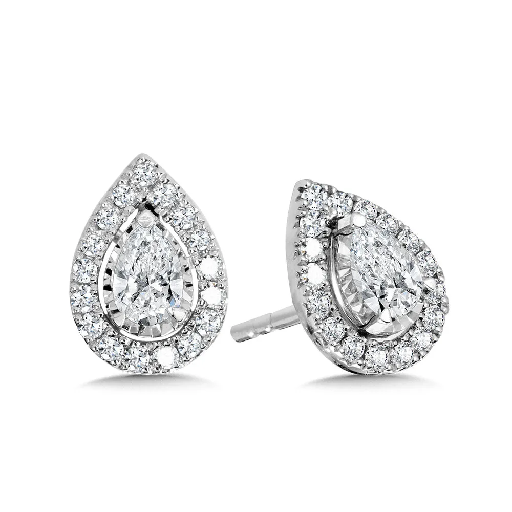 Pear-Cut, Diamond Star, Heavenly Halo Stud Earrings (1/2 ctw)