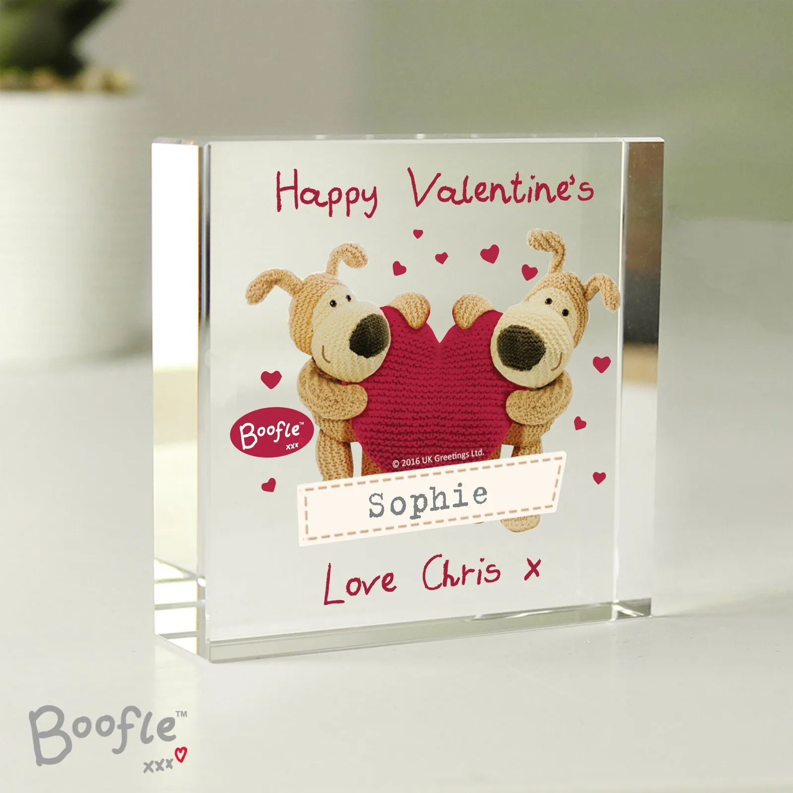 Personalised Boofle Shared Heart Large Crystal Token