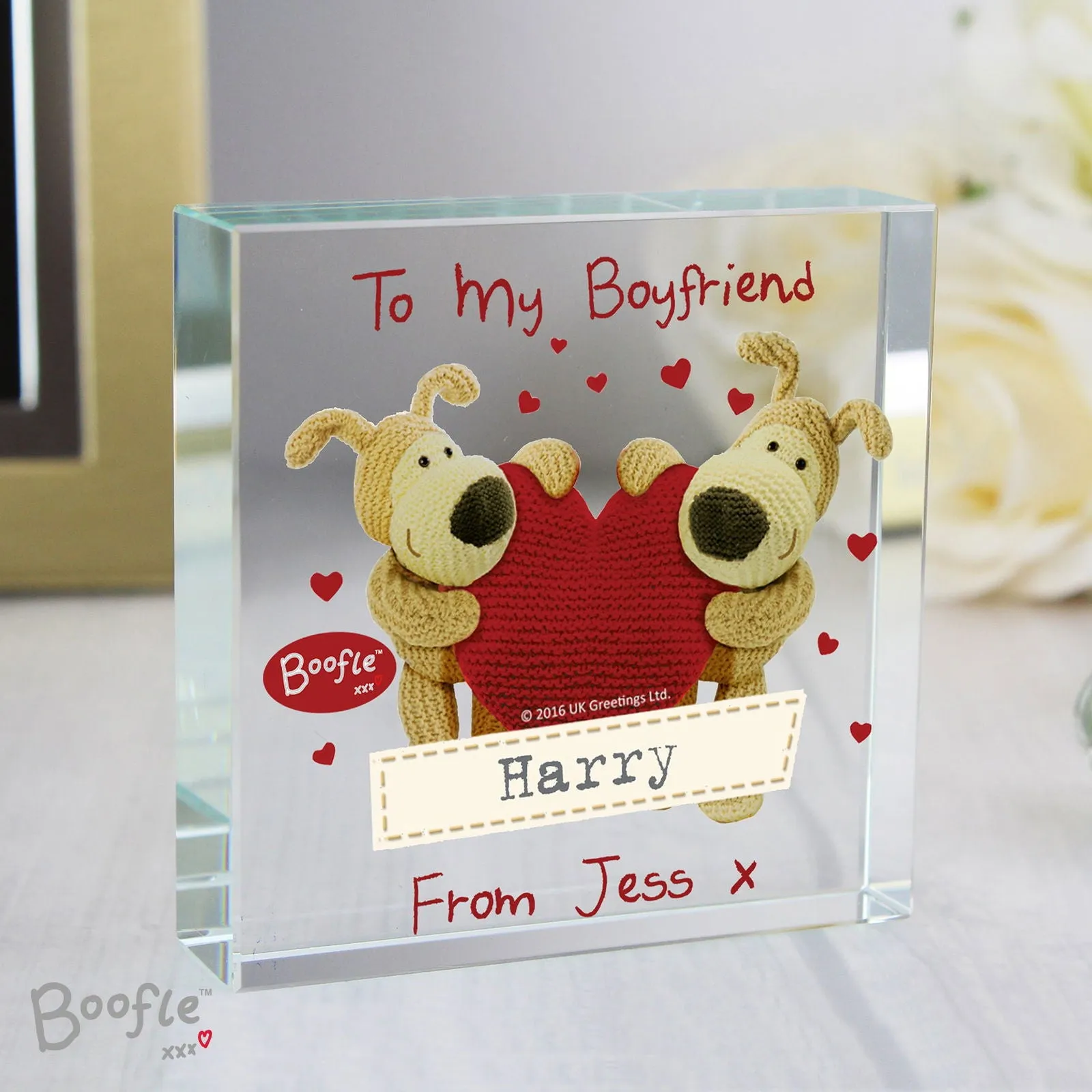 Personalised Boofle Shared Heart Large Crystal Token