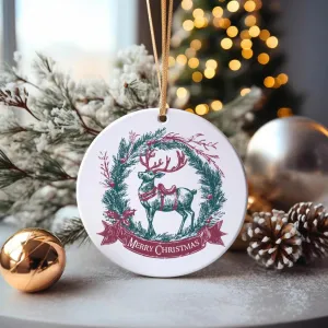 Personalized Deer Vintage Christmas Ornament