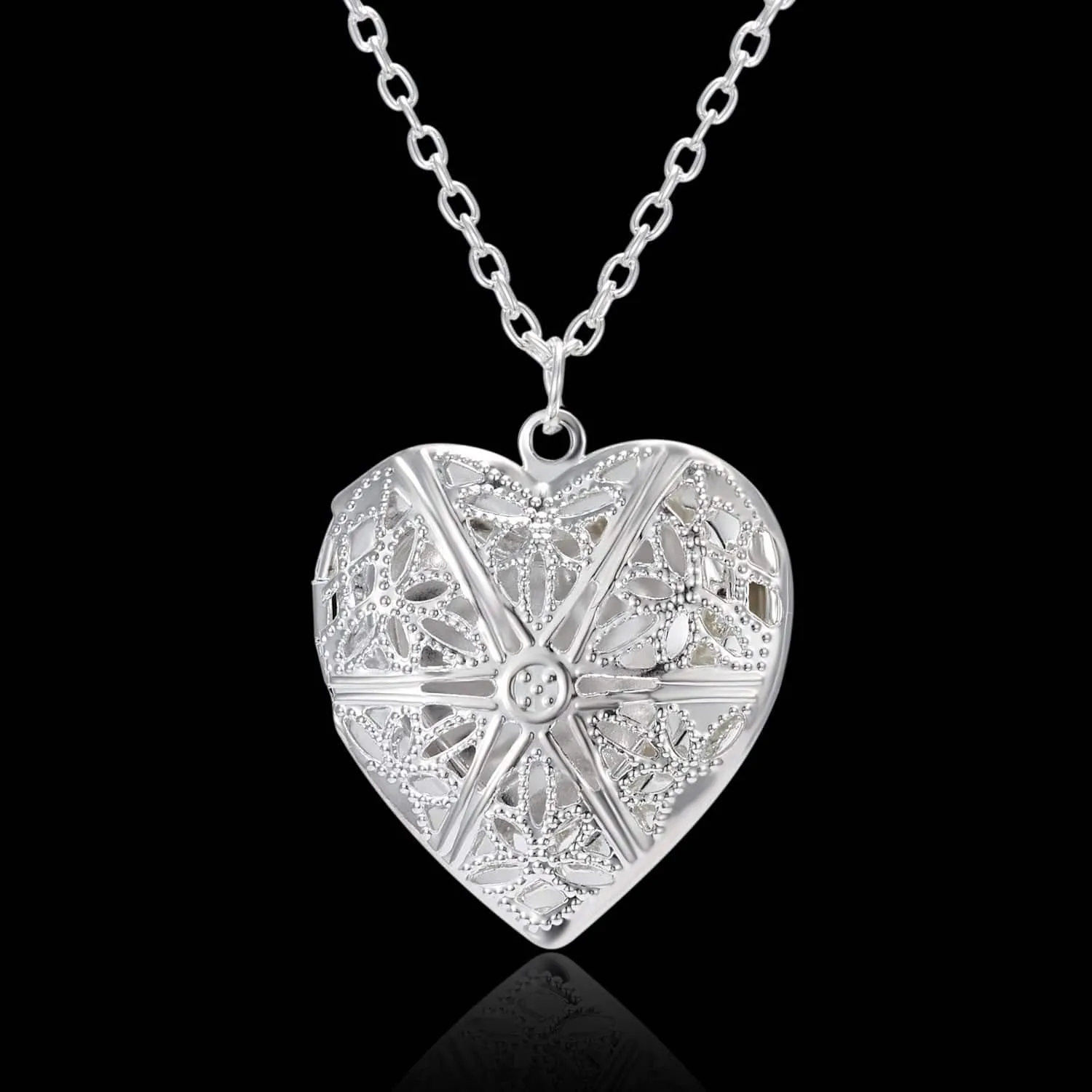 Personalized Heart Locket Necklace – Carved Photo Frame Pendant