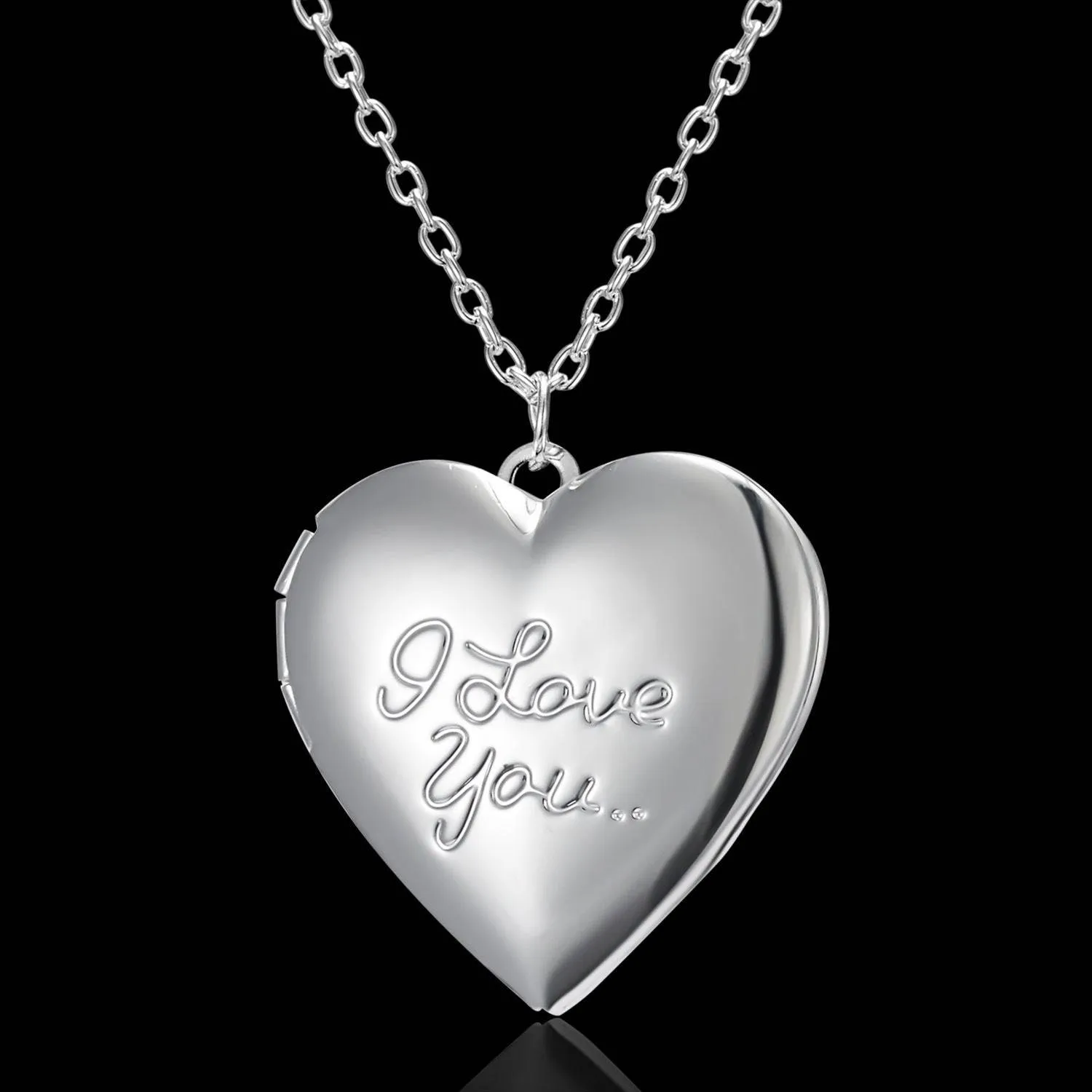Personalized Heart Locket Necklace – Carved Photo Frame Pendant