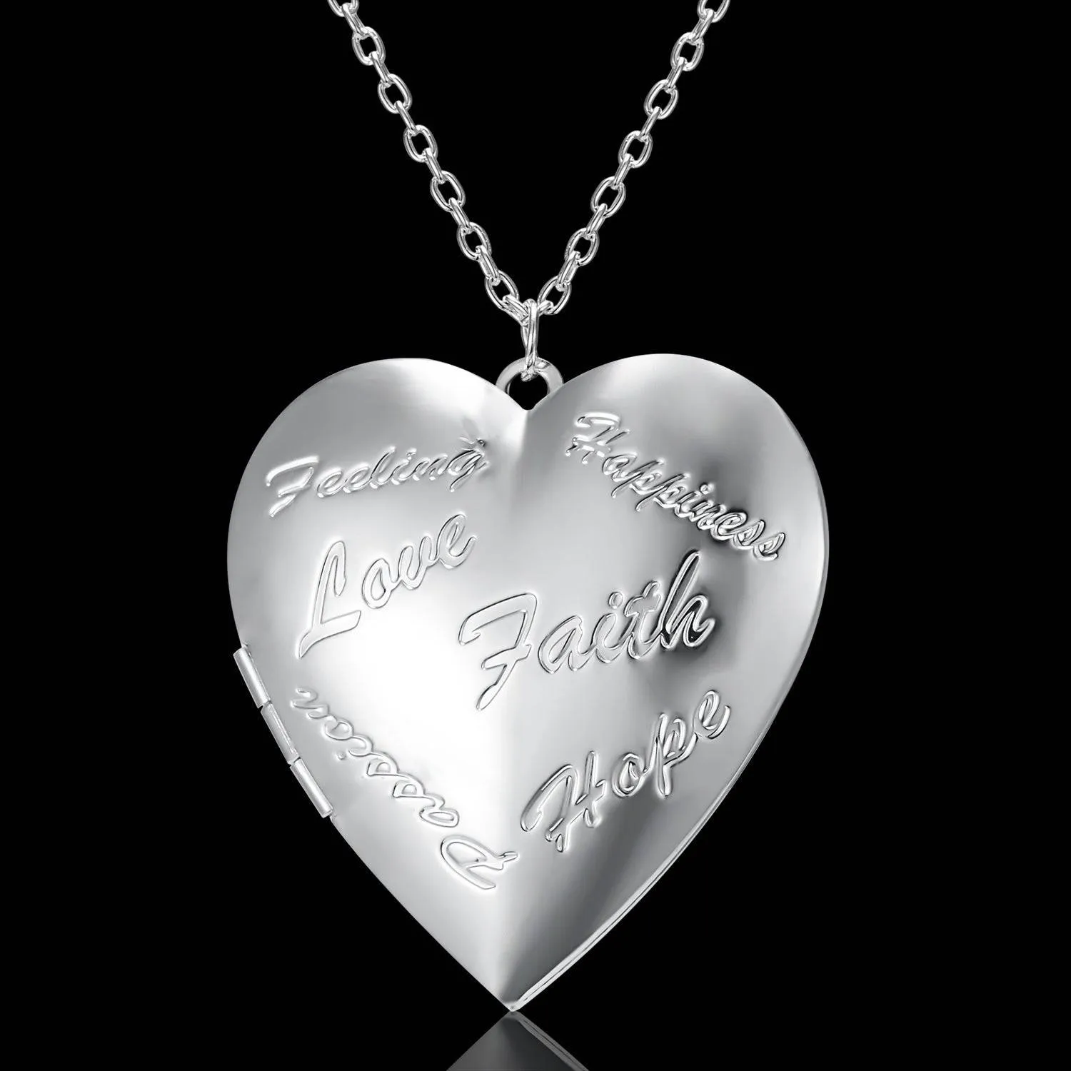Personalized Heart Locket Necklace – Carved Photo Frame Pendant