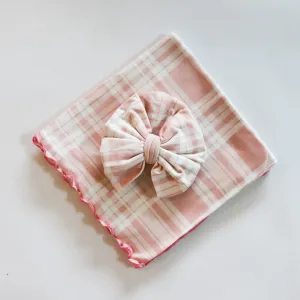 Pink Plaid Swaddle Set