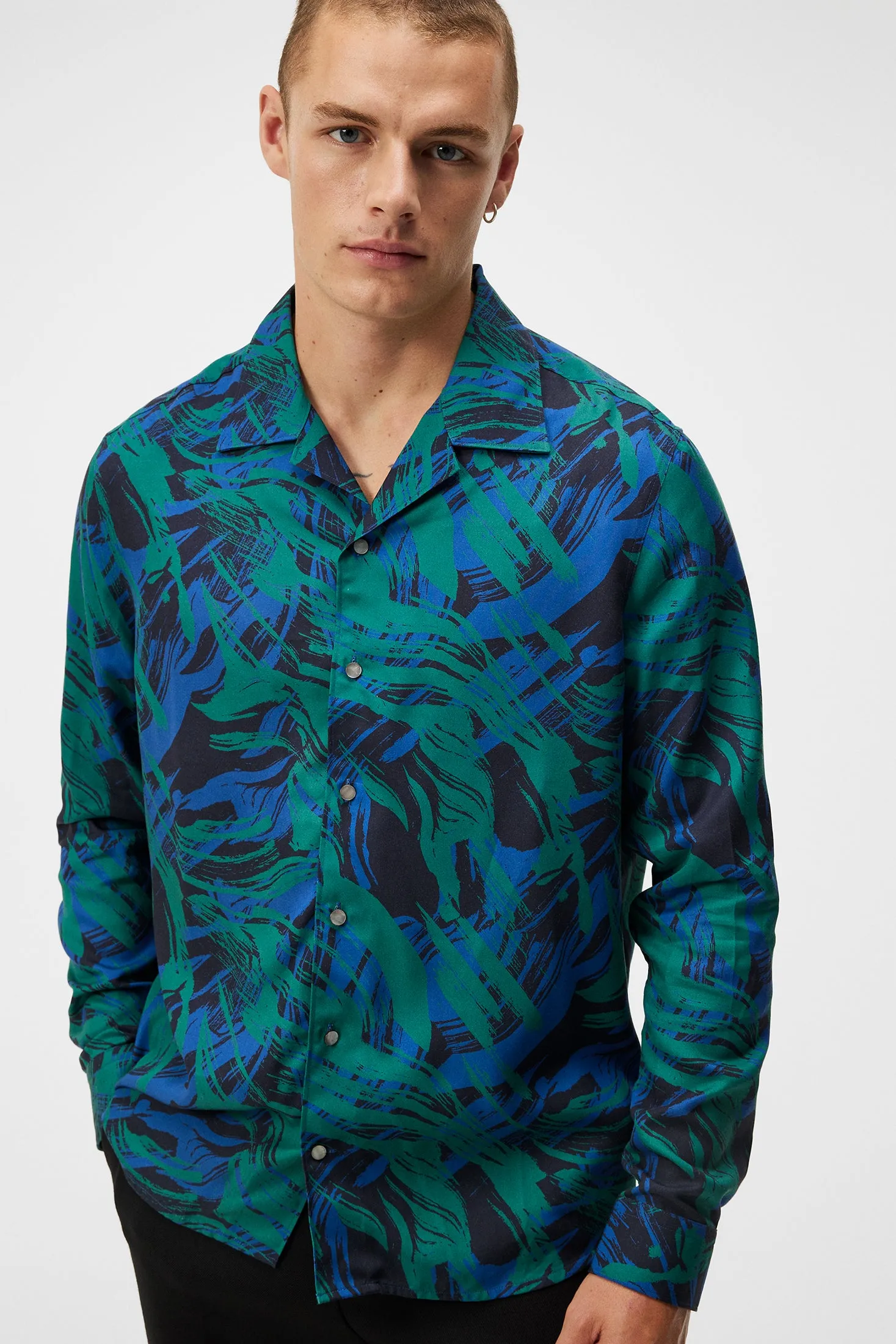Playa Printed Tencel Shirt / Navy Valley