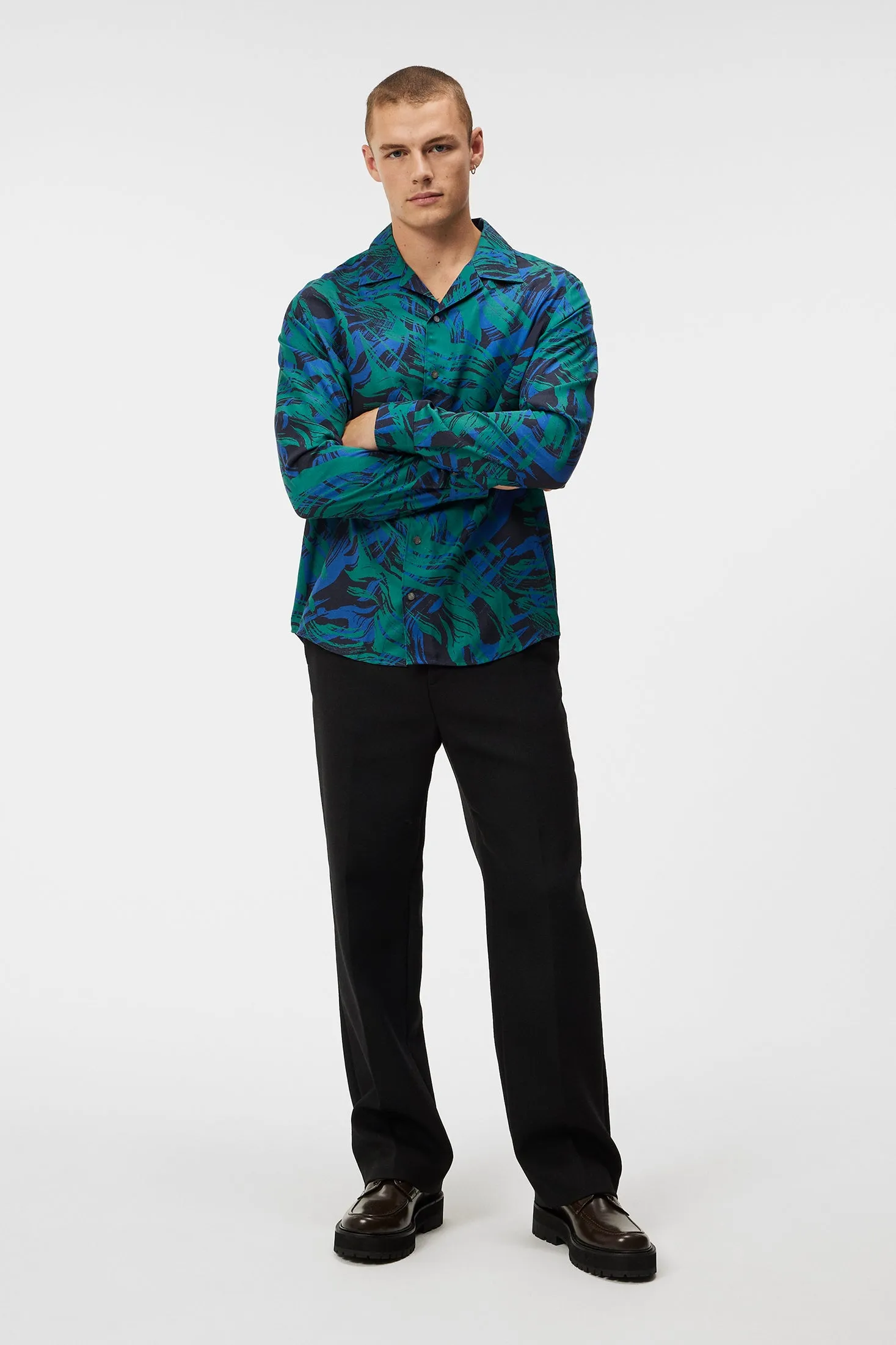 Playa Printed Tencel Shirt / Navy Valley