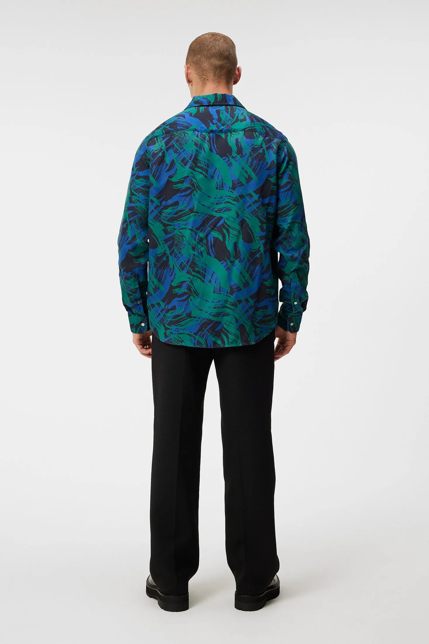 Playa Printed Tencel Shirt / Navy Valley