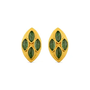 Primrose Stud Earrings - Green Strawberry Quartz