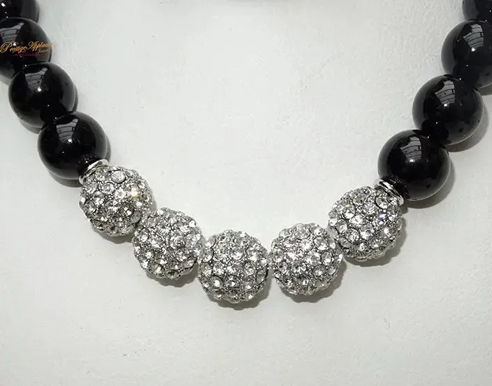 Quality Pearls Black Cream White Gold Silver Beautiful Luscious Wedding Crystal Party Necklace Earring Jewellery Set