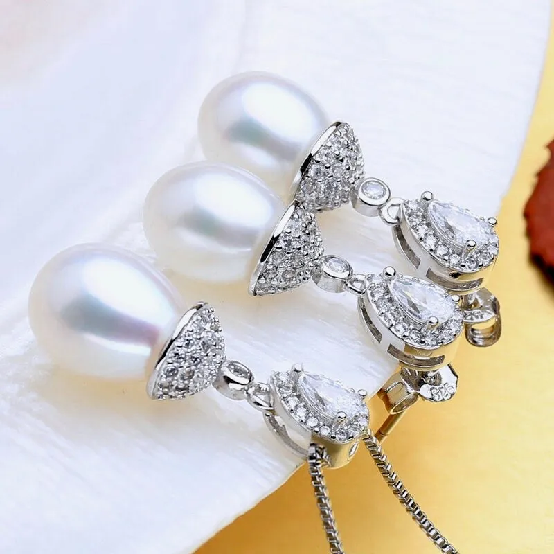 "Toulouse" - Sterling Silver and Natural Pearl Bridal Jewelry Set